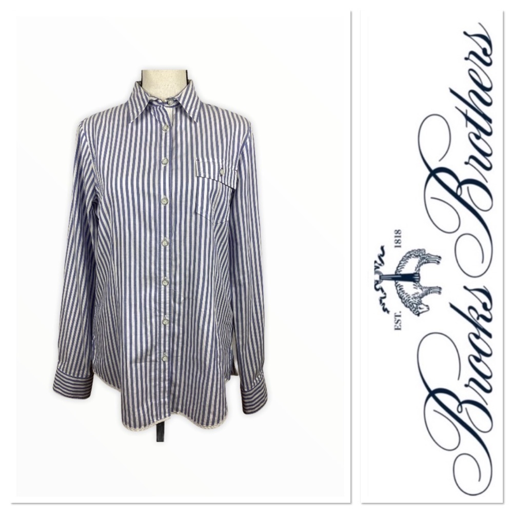Brooks Brothers button down blue stripe top